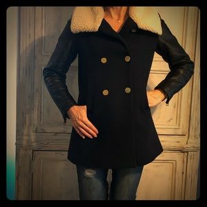 H&M Wool and Faux Leather Coat